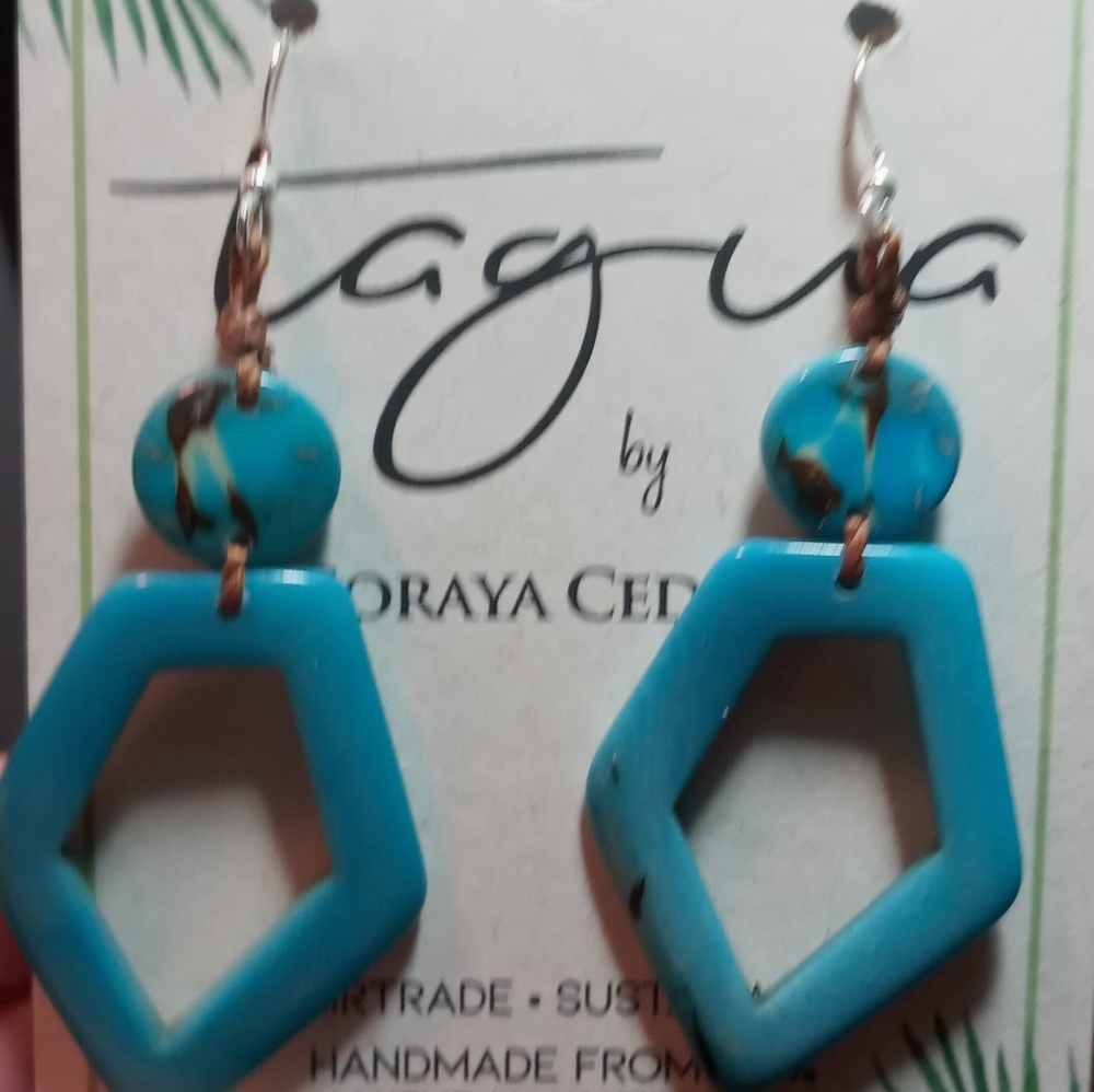 Turquoise colored art deco earrings